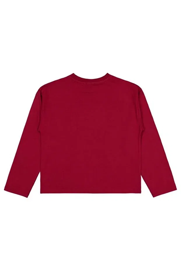 Детские свитшот для девочек с принтом Be Yourself Printed Civil Girls, Burgundy — фото 2