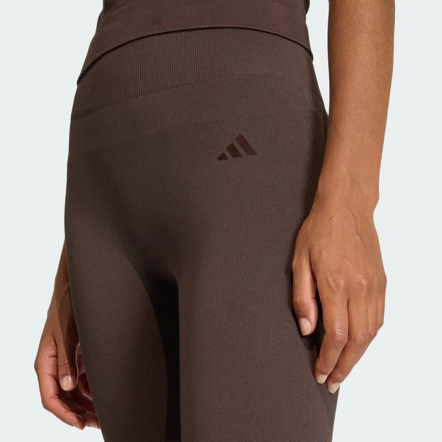 Женские спортивные леггинсы с высоким поясом We Knit, adidas, XL, Коричневый — фото 4