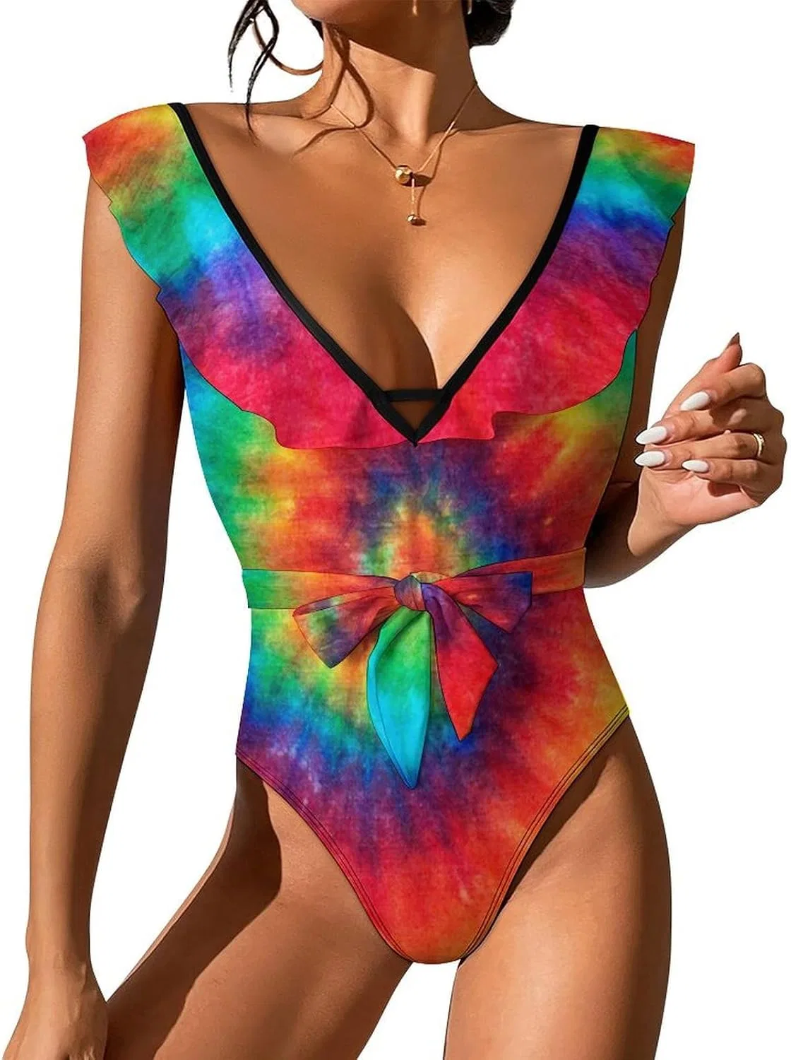 Женский слитный купальник с змеиным принтом Tie Dye One Piece, Style-4