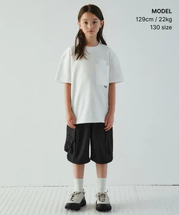Шорты карго утилитарные с поясом, Musinsa Standard Kids, черные — фото 2