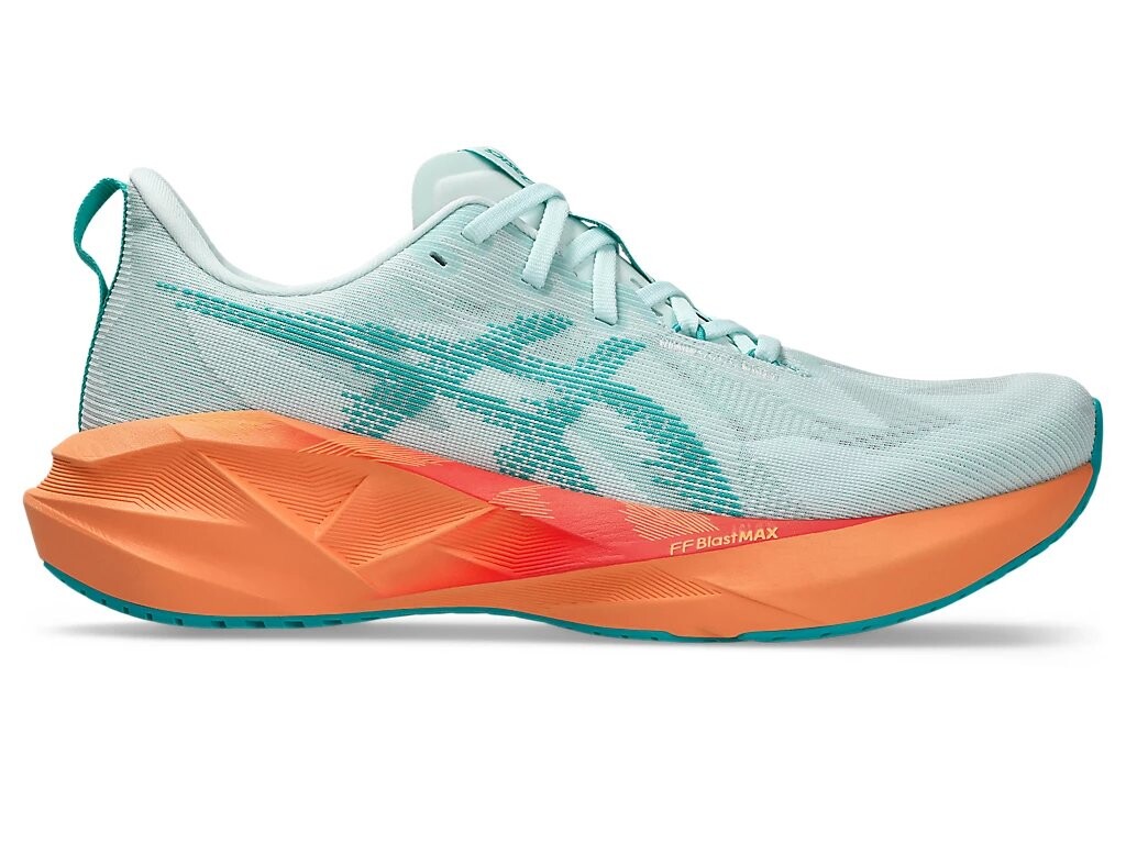 

Беговые мужские кроссовки Asics Novablast 5, Soothing Sea/Wave Teal, бирюзовый/оранжевый