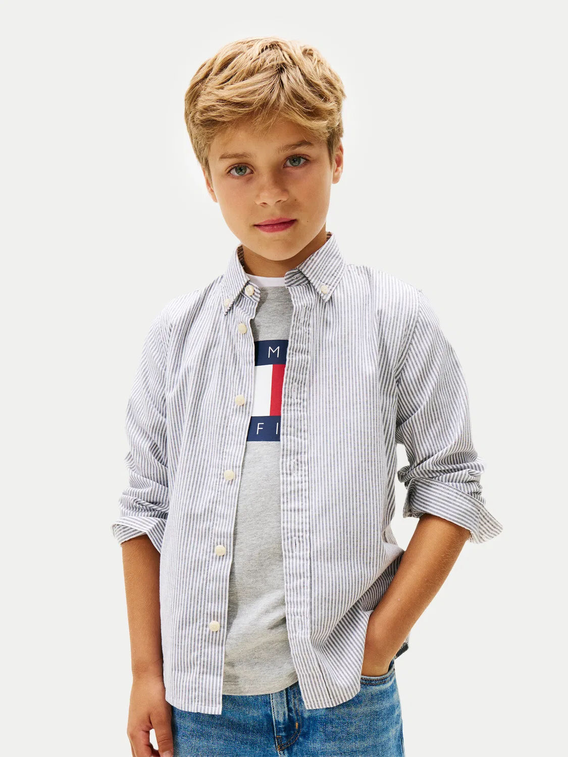 Рубашка стандартного кроя для мальчика Ithaca Tommy Hilfiger, синий