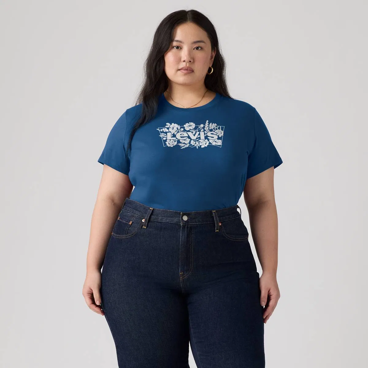 Идеальная футболка (большого размера) Levi's, Abela Floral - Blue — фото 3