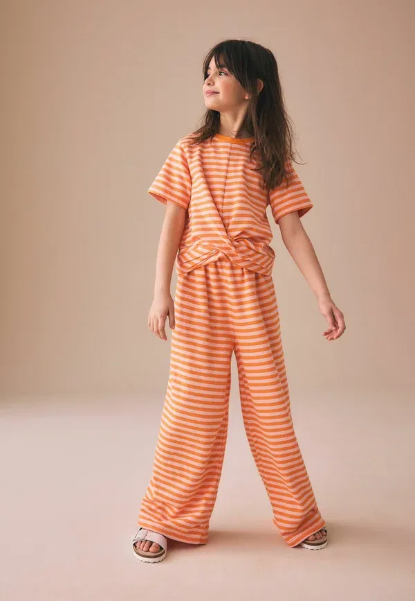 Комплект из топа и брюк Regular fit Wrap top and wide leg set Next, Orange Stripe, оранжевый