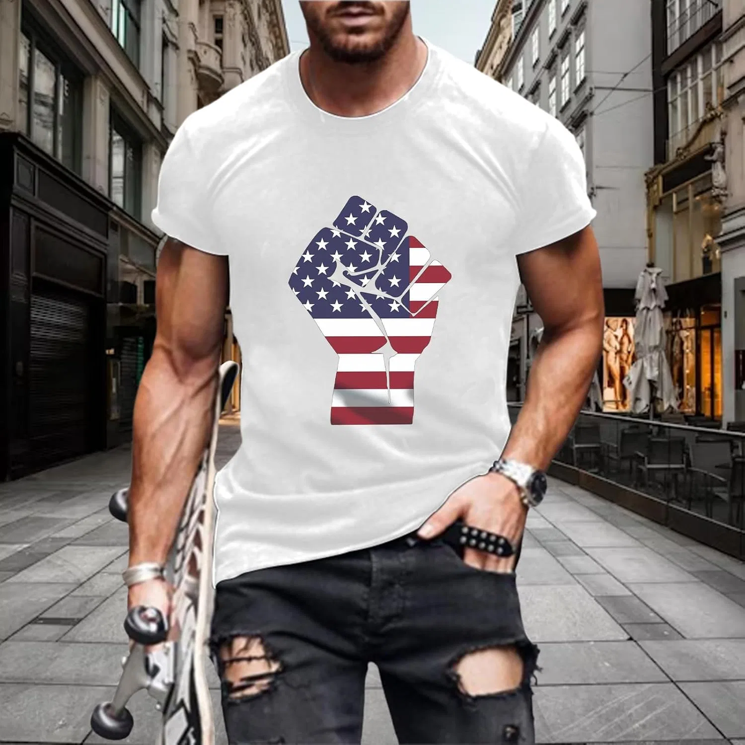 Мужская футболка с принтом Patriotic Tee, A — фото 3