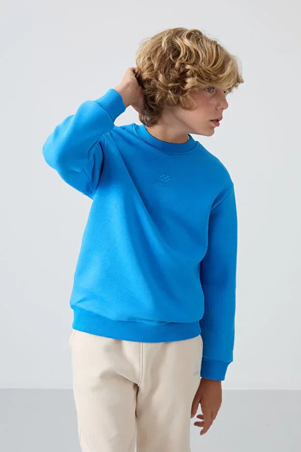 Детские свитшот для мальчиков с длинным рукавом Saks cotton thick fleece soft textured standard fit embroidered boys' sweatshirt Tommy Life, Saks — фото 4