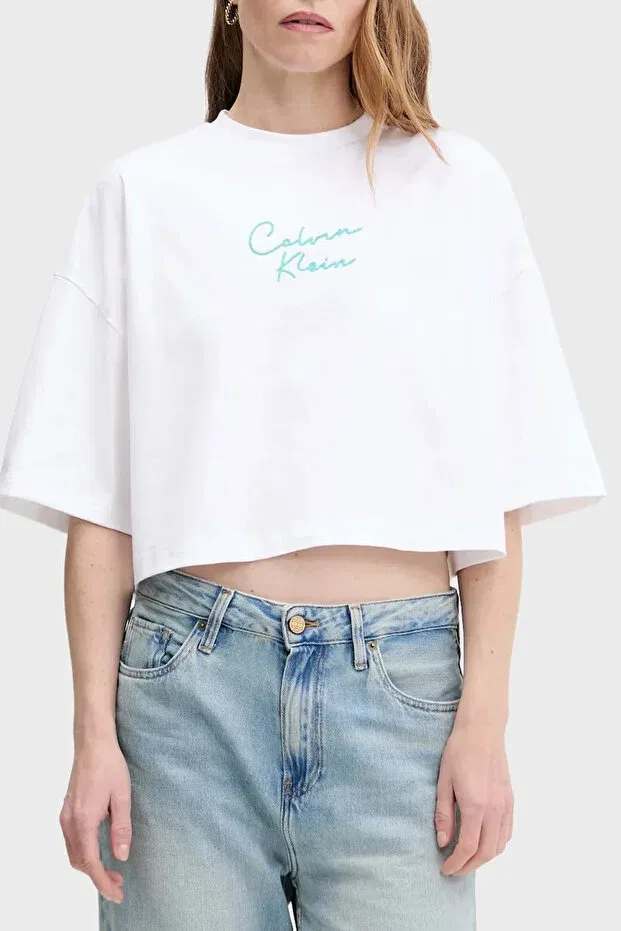 Женская хлопковая футболка без рукавов Calvin Klein, White