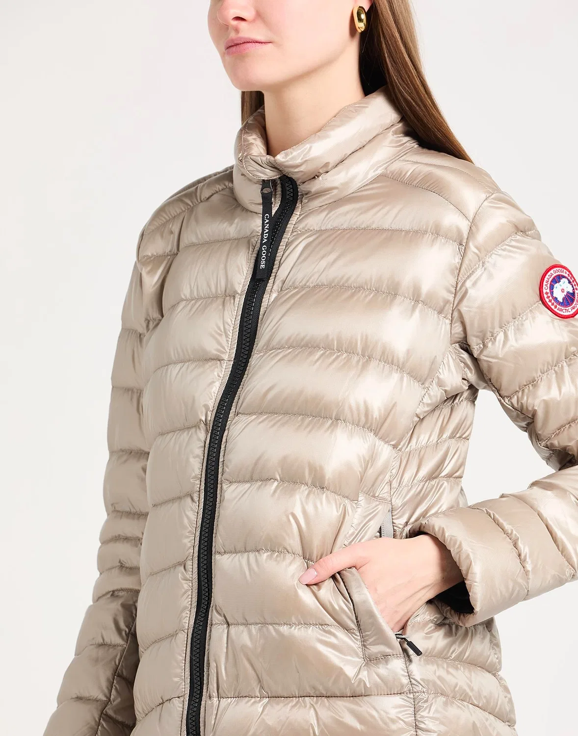 Женская куртка из техноткани стеганая Canada Goose, бежевый — фото 4
