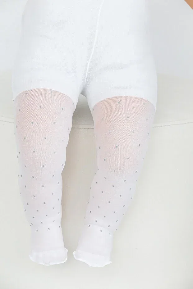 Детские колготки с принтом в горошек Punto baby Daymod, White — фото 2