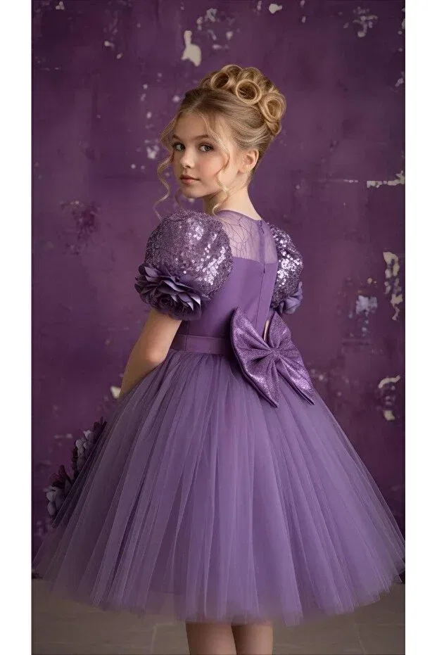 Детское платье для девочек с коротким рукавом-реглан Basics Mc Minicool, Purple