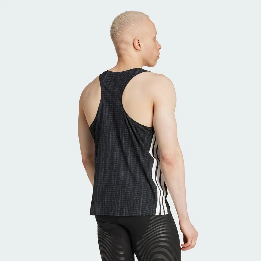 Беговая майка adidas Performance Adizero Running Singlet, Серо-черный — фото 2