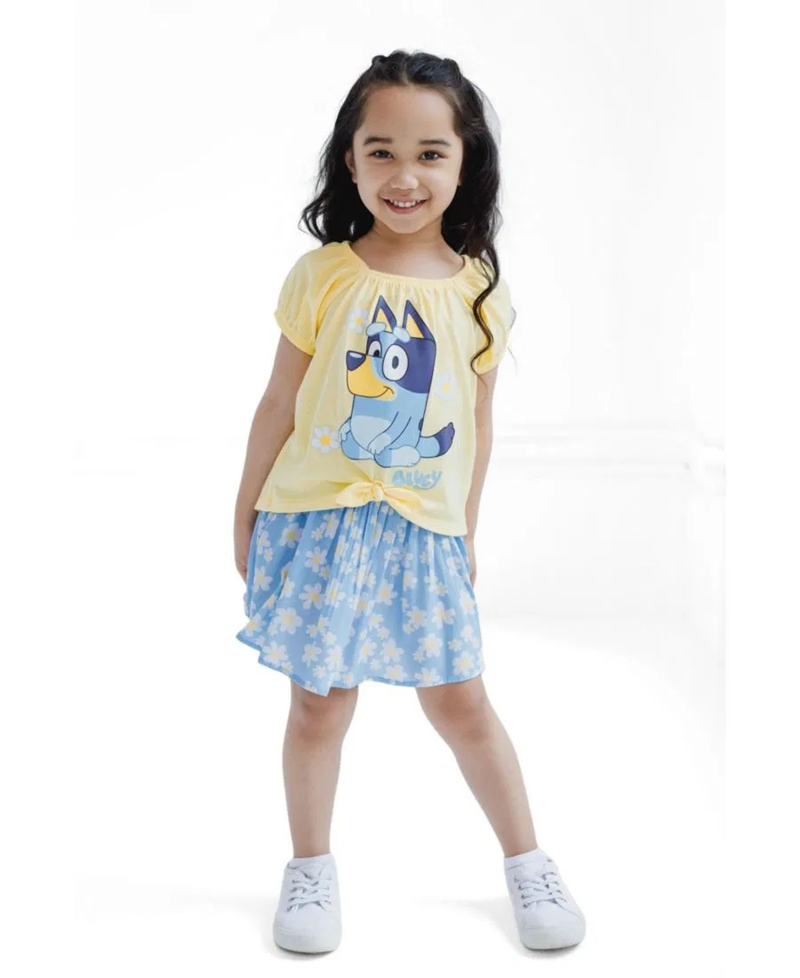 Комплект из футболки и юбки с принтом Bluey Bluey, Yellow Bluey Blue — фото 3
