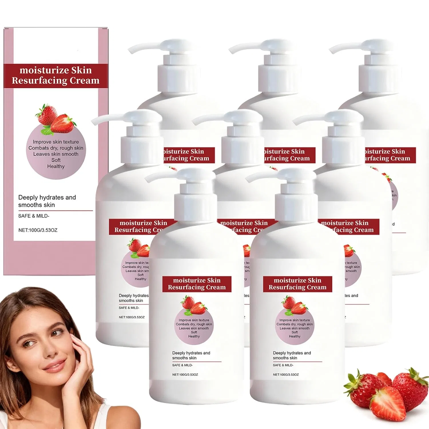 Крем для тела увлажняющий Raevior Strawberry Skin Resurfacing Cream, 100 г, 8 шт