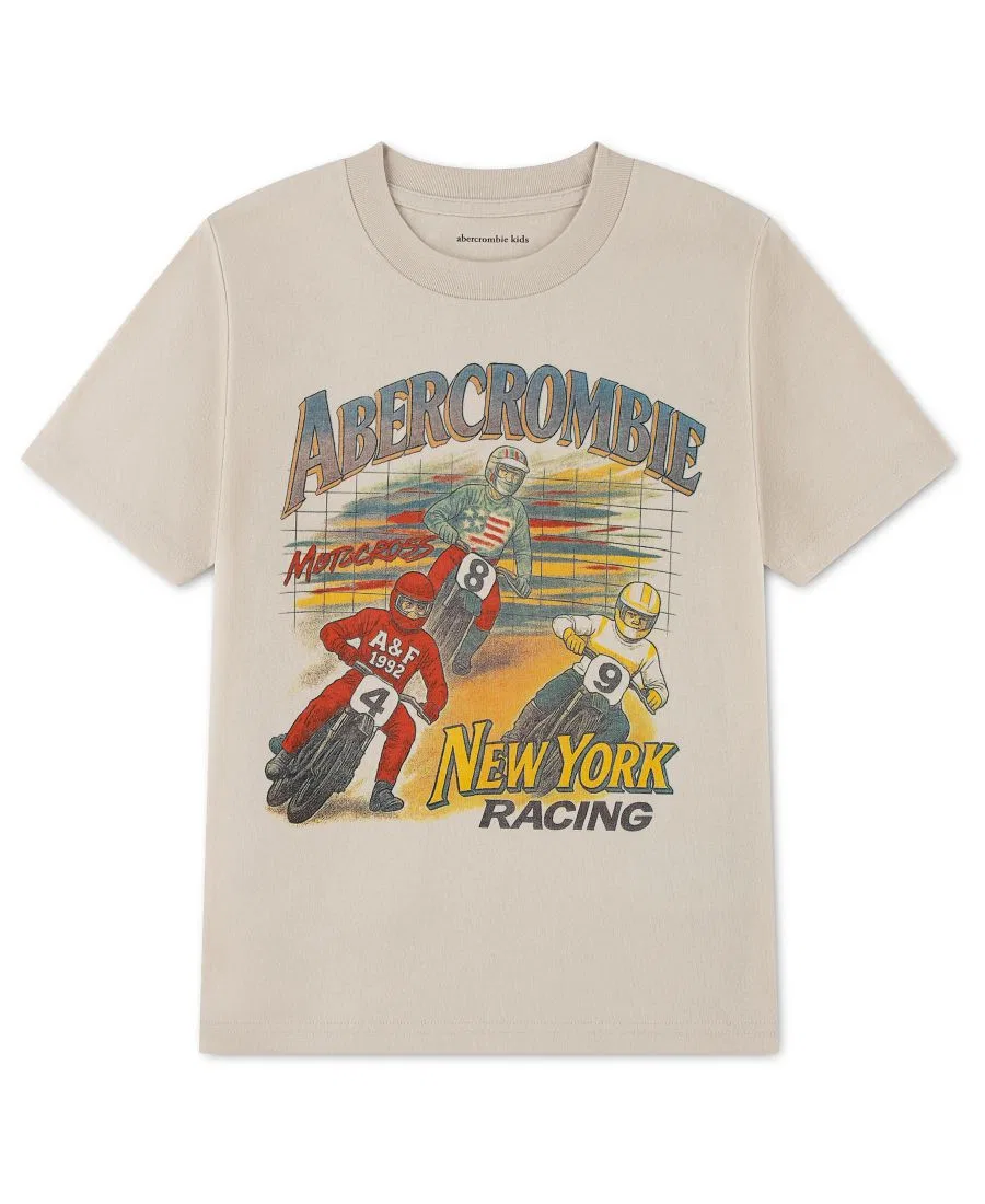 Детская футболка с коротким рукавом с принтом abercrombie kids, Oatmeal