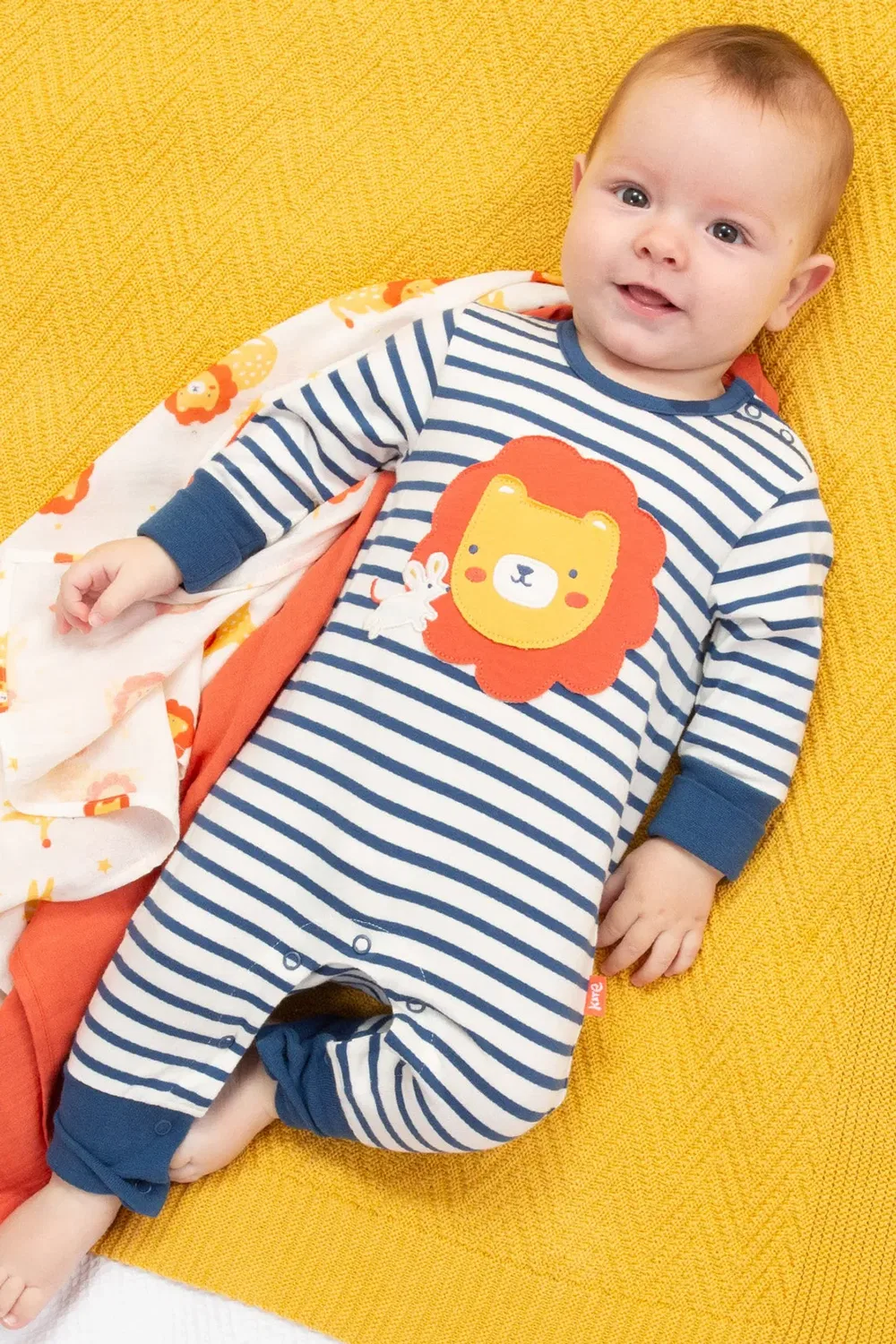Детский боди-комбинезон с принтом Baby Lion and Mouse Kite, Navy — фото 2