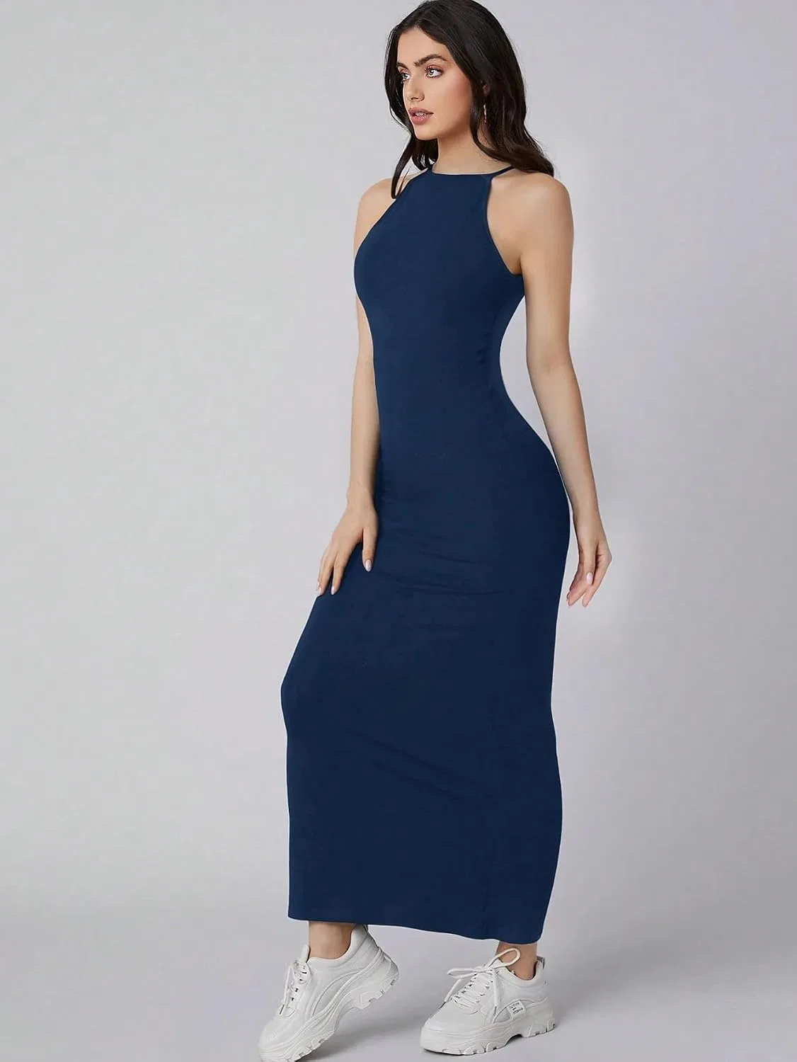 Женское повседневное платье с запахом на шее, Navy Blue — фото 3