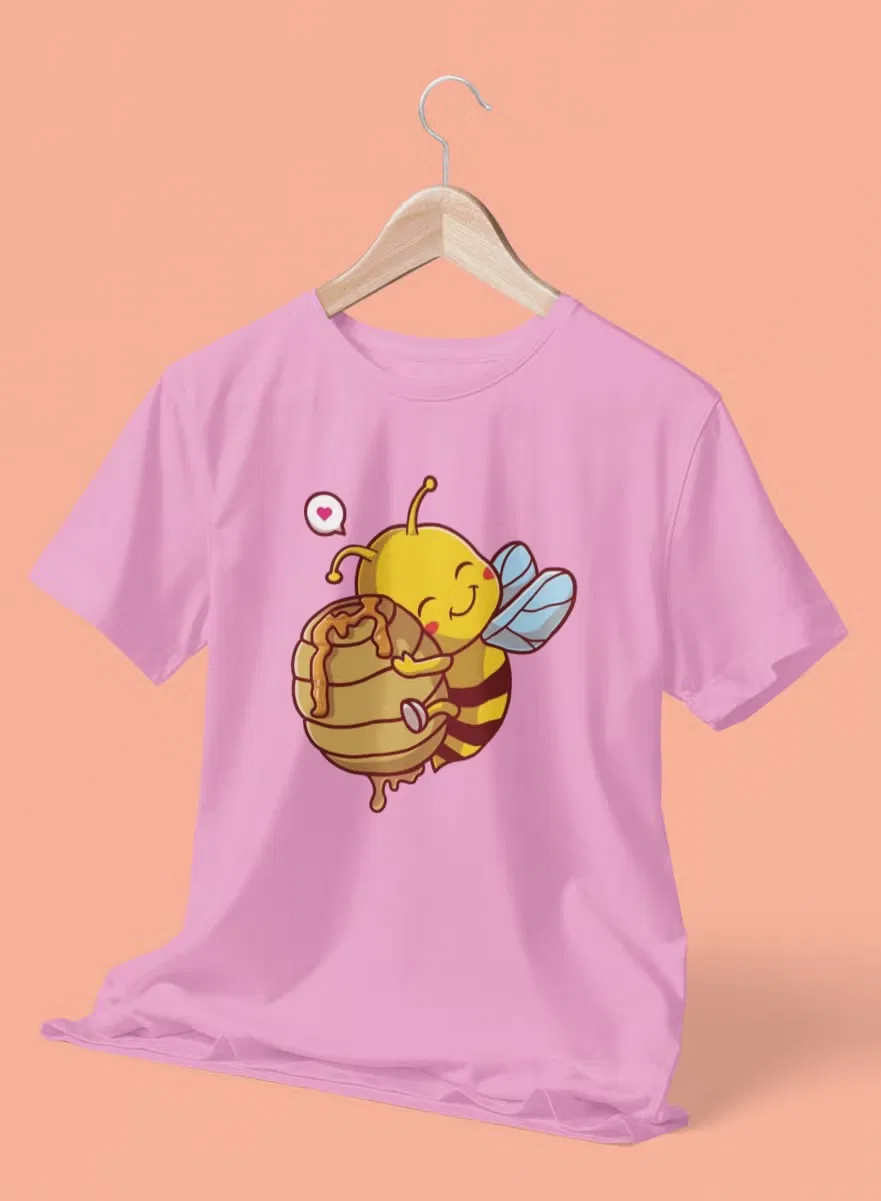 Футболка детская с принтом пчелы Cute-Bee-Honey, Zoom, розовый