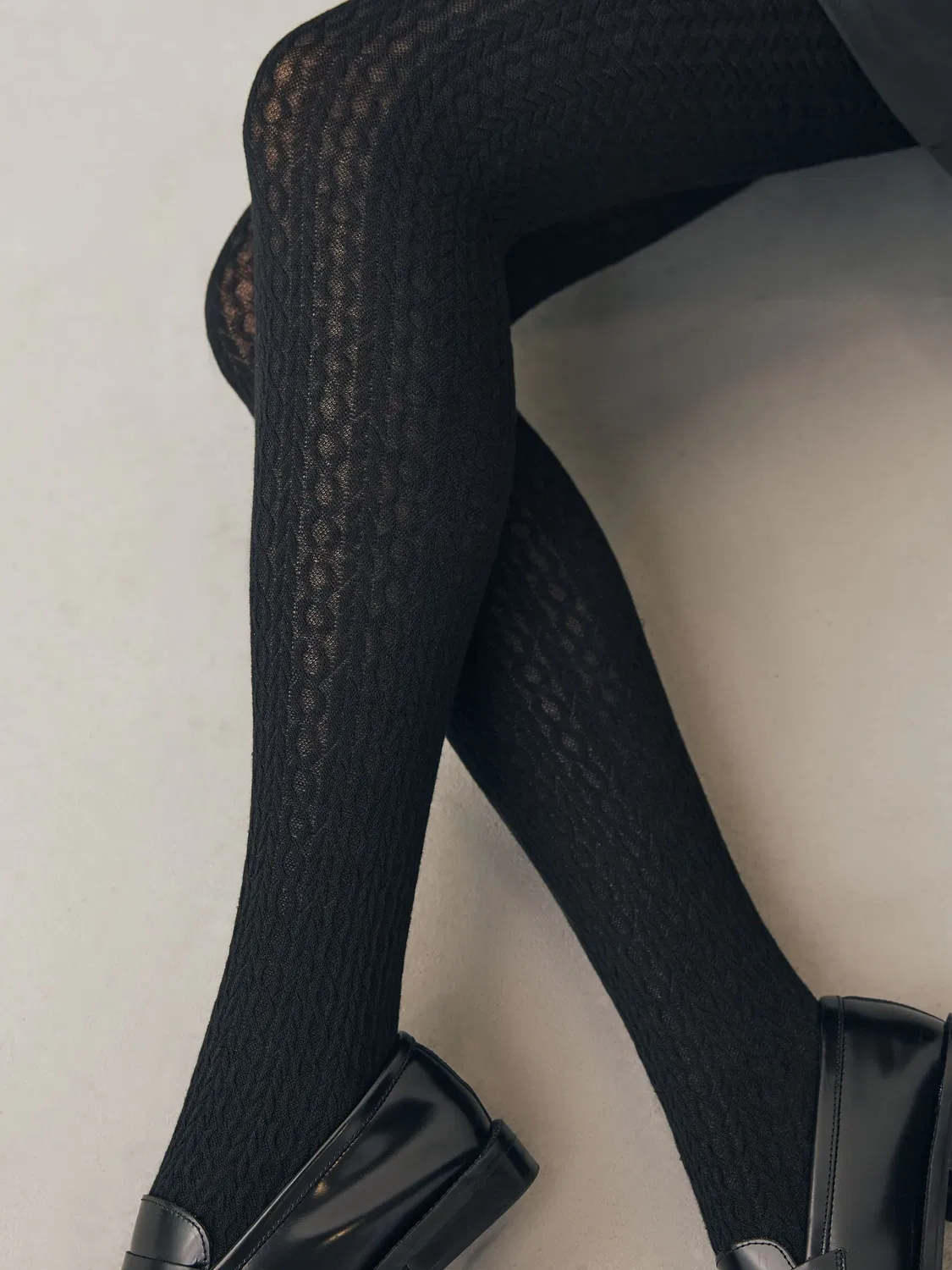 Колготки вязаные, кабельный узор, Black Warm Handle Knitted Cable Tights Next, черный — фото 4