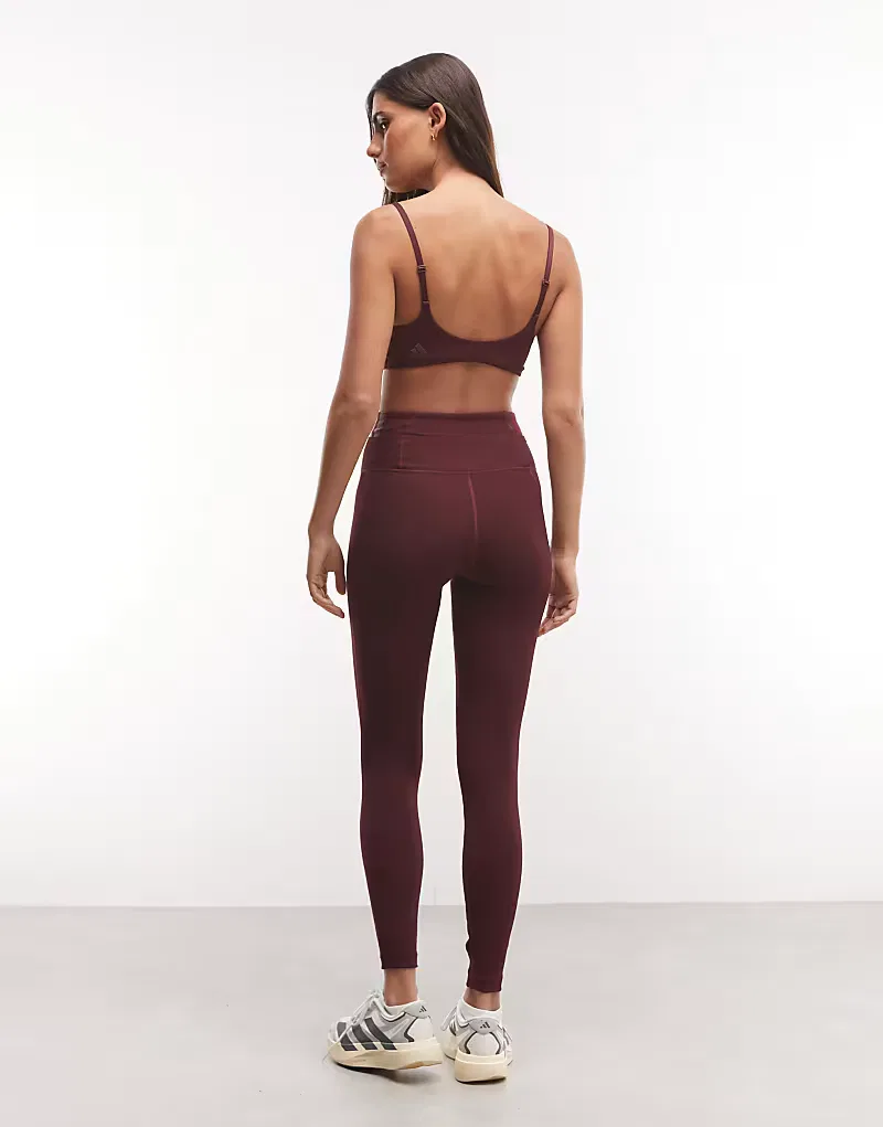Леггинсы Adidas Training all me в рубчик, бордовый — фото 3