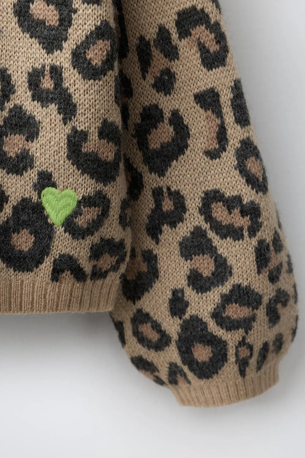 Вязаный кардиган с контрастным животным принтом ZARA, Leopard — фото 4