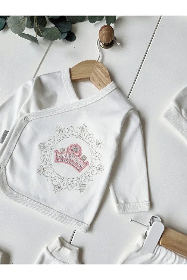 Детский для девочек комплект боди хлопковый Panfilia, White Pink — фото 4
