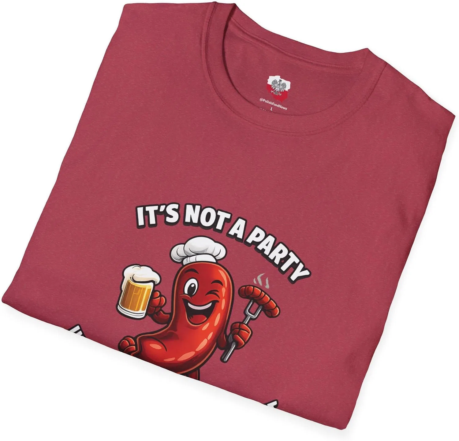 Женская футболка с принтом Kielbasa Party Tee, Heather Cardinal — фото 4