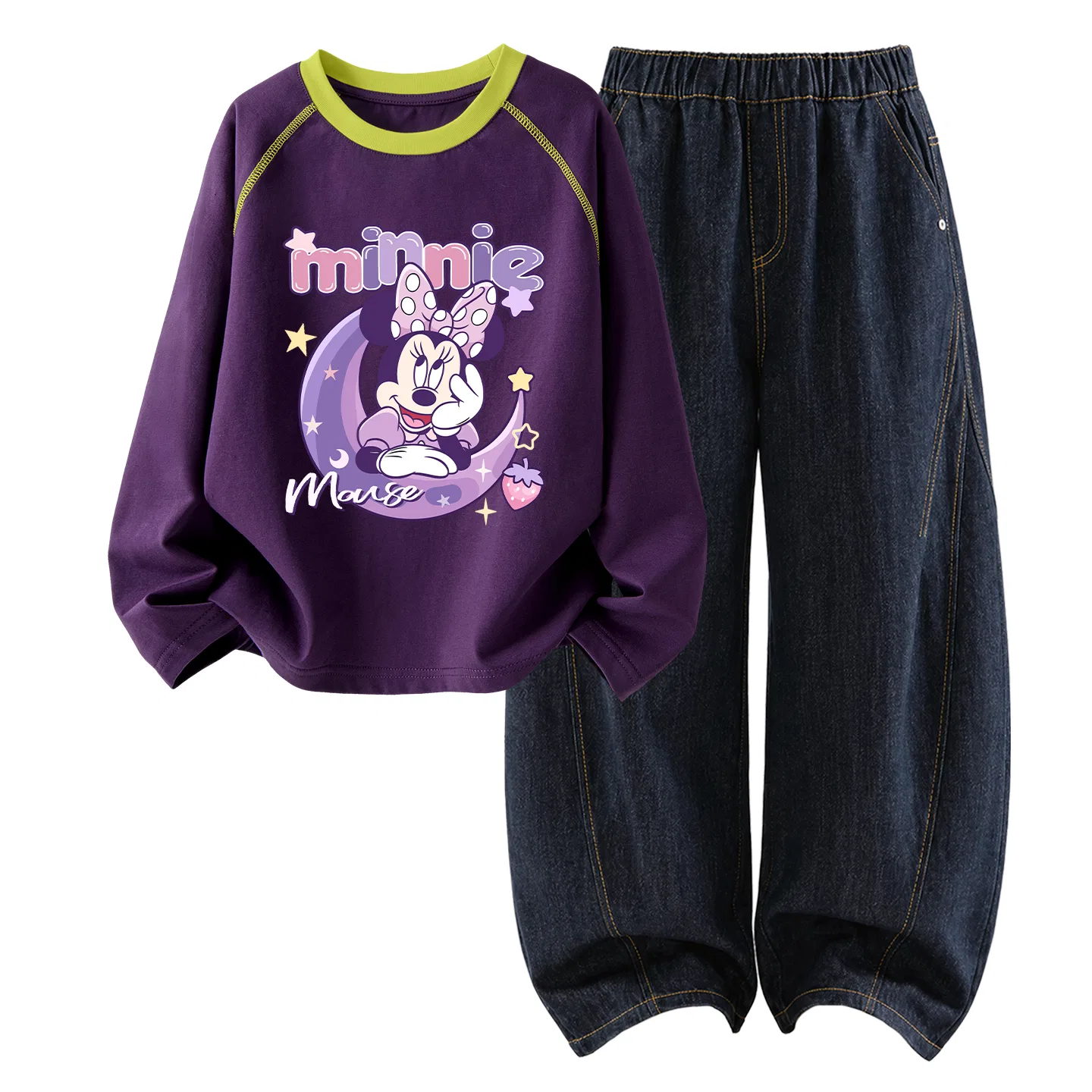 Детский комплект спортивной одежды с длинным рукавом Disney, Mulberry Purple+Denim Black Blue — фото 4