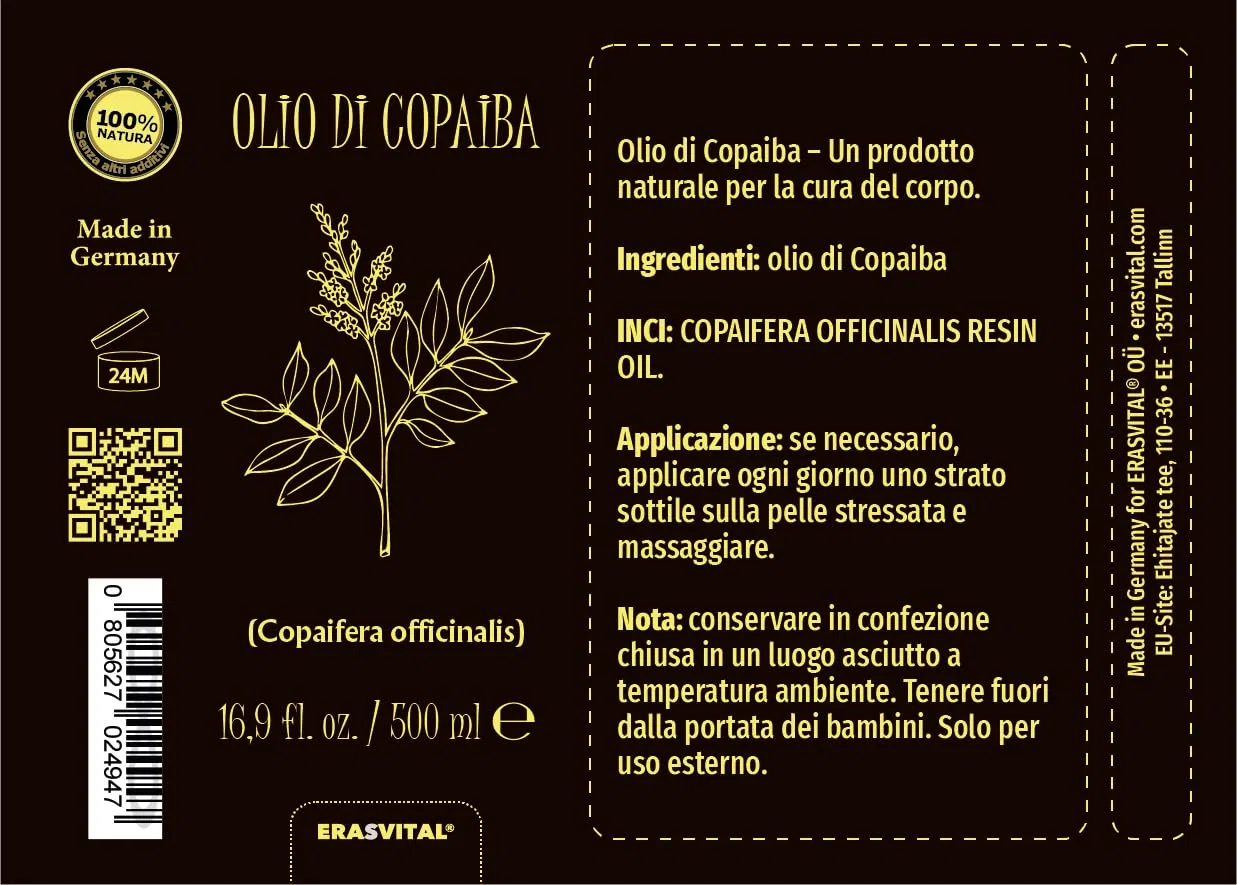 Масло для тела Copaiba Balm Resin, ERASVITAL, 500 мл — фото 4