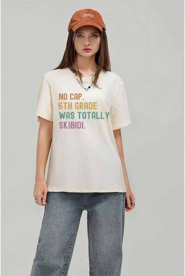 Футболка с принтом No Cap Totally Skibidi, Khaki — фото 4