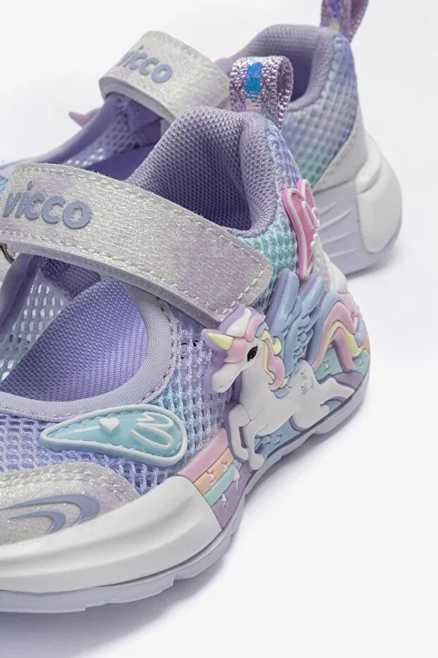 Детские балетки для девочек с анималистичным принтом Sports Ballerinas Vicco, Lilac — фото 2