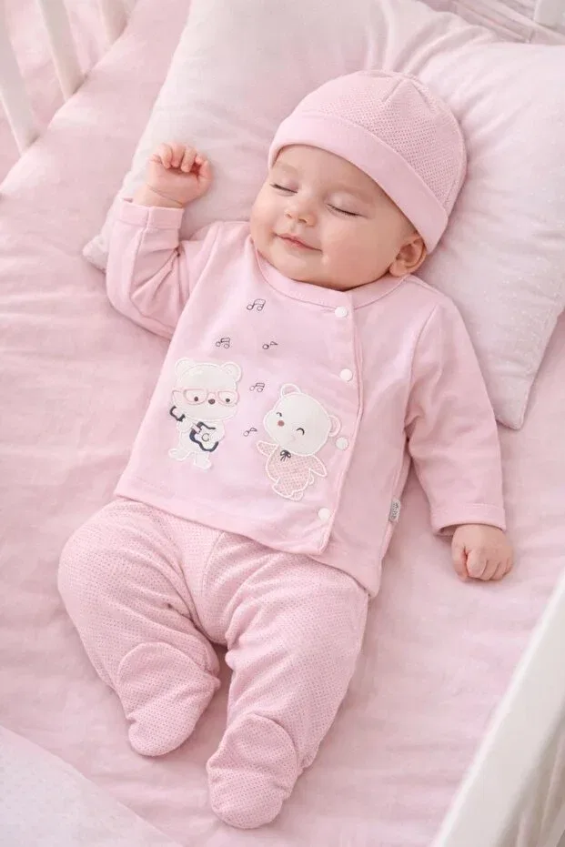 Детский для девочек комплект боди с принтом Bys Baby Fashion, Pembe Müzisyen