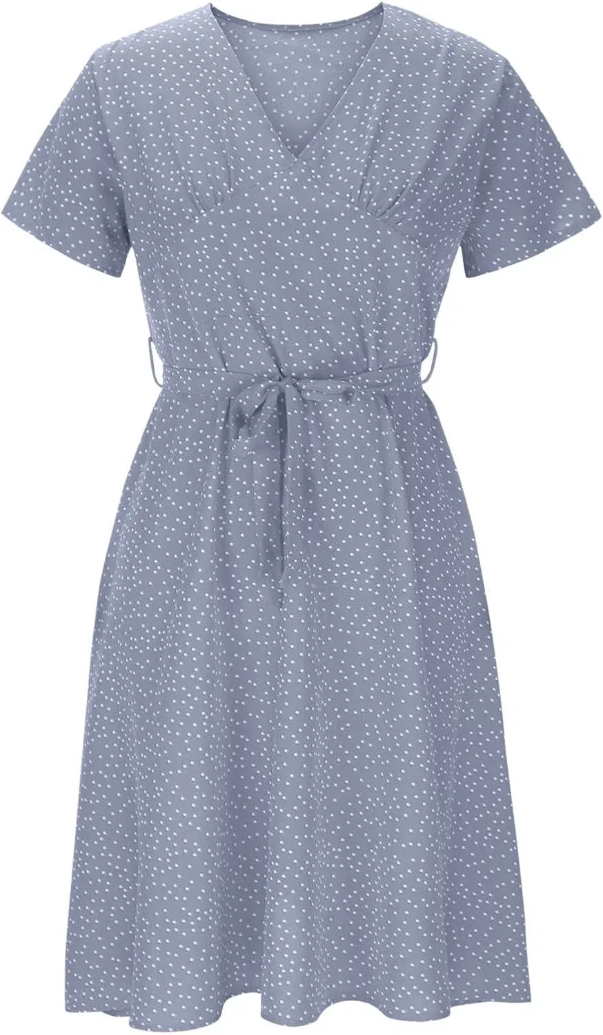 Женское платье миди с воротником-стойкой и рюшами Polka Dots, Purple — фото 3