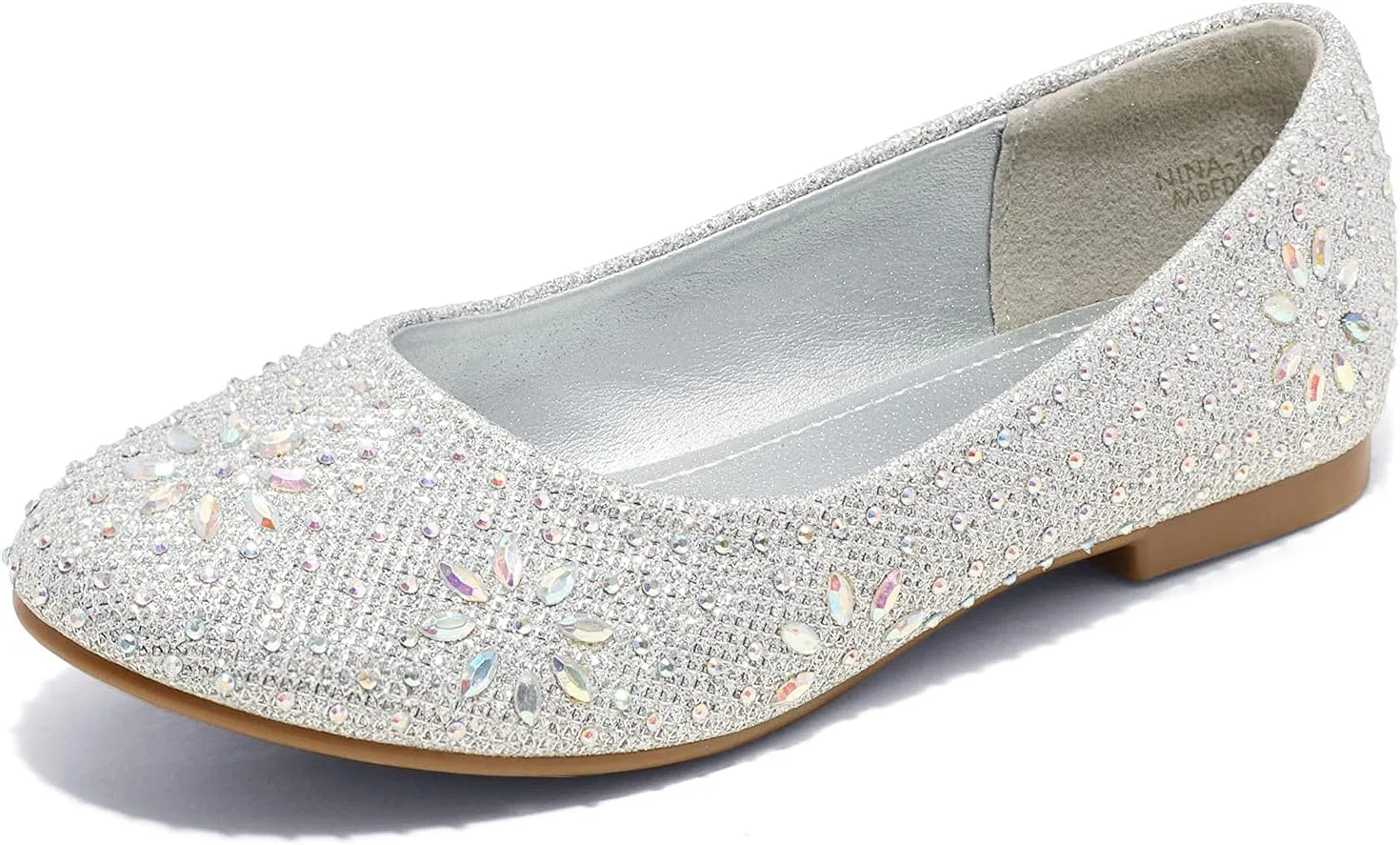 Детские балетки для девочек с блестками и стразами DREAM PAIRS, Nina Silver Glitter