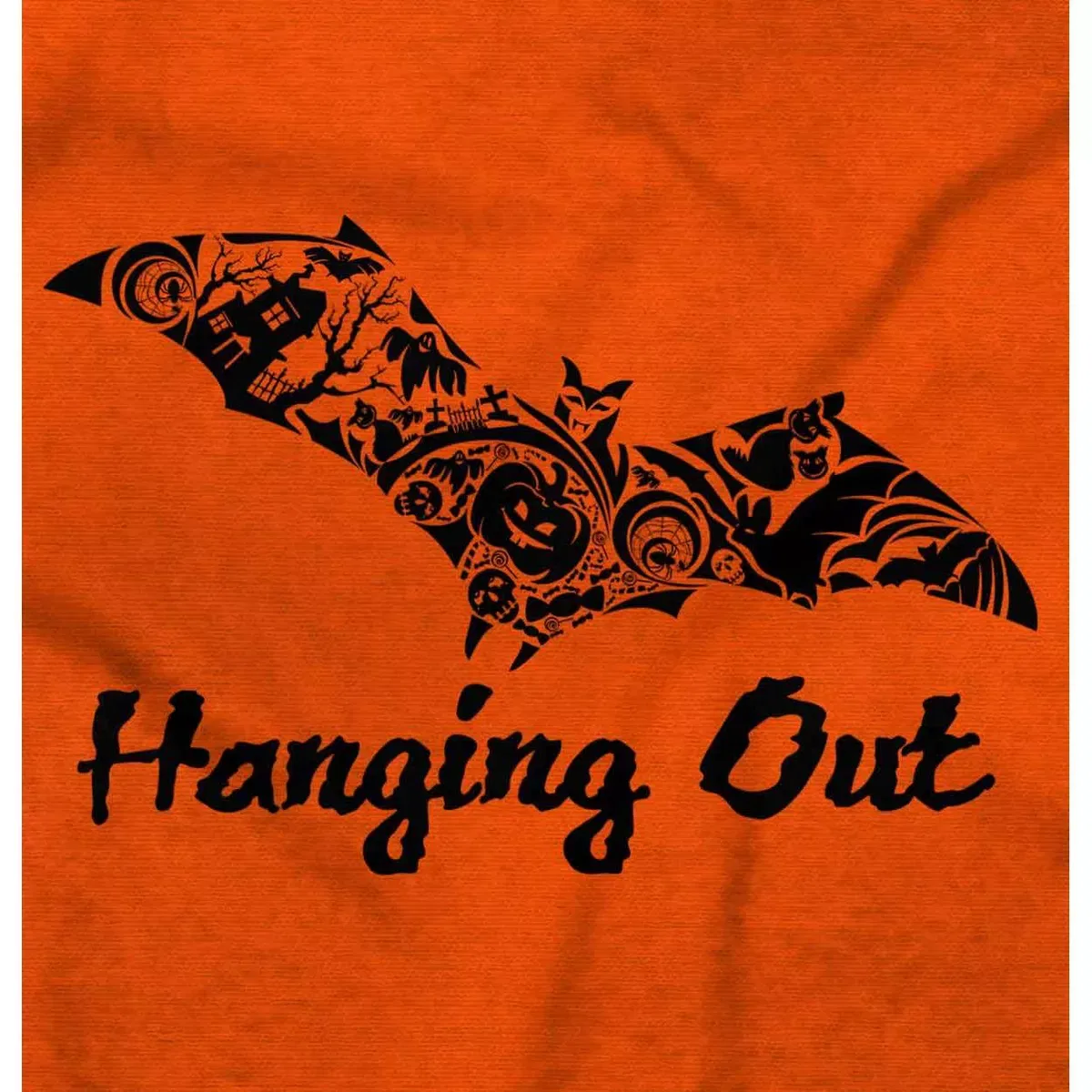 Детский боди-комбинезон с принтом Haunted Halloween Bat Hanging Out Brisco Brands, Black — фото 2