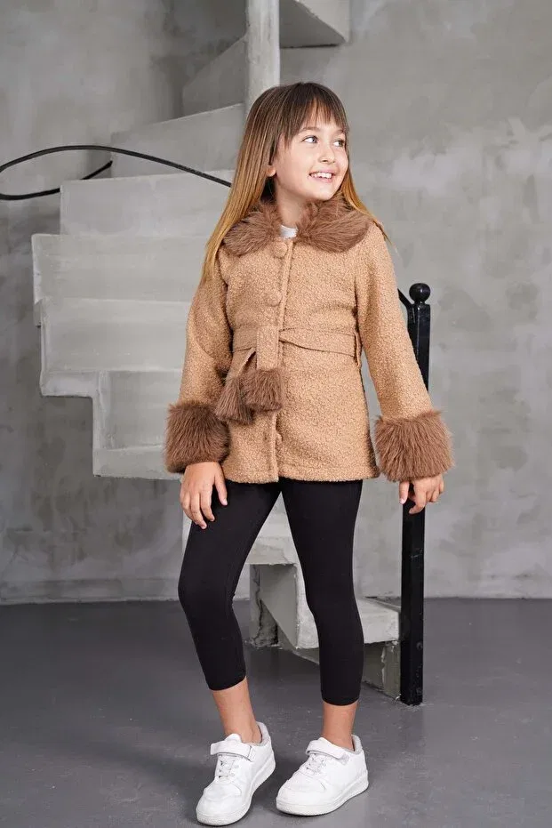 Детское пальто для мальчиков с поясом Best Of Kids, Brown — фото 2