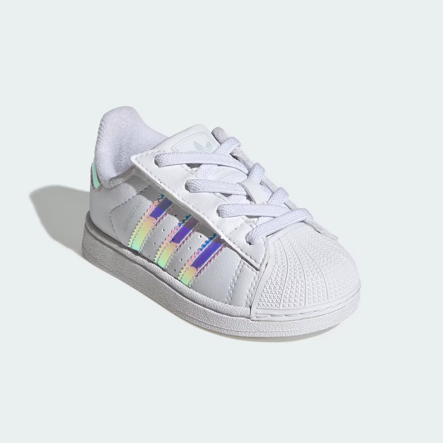 Детские кроссовки на эластичных шнурках Superstar II Adidas Originals, бело-голубой — фото 4