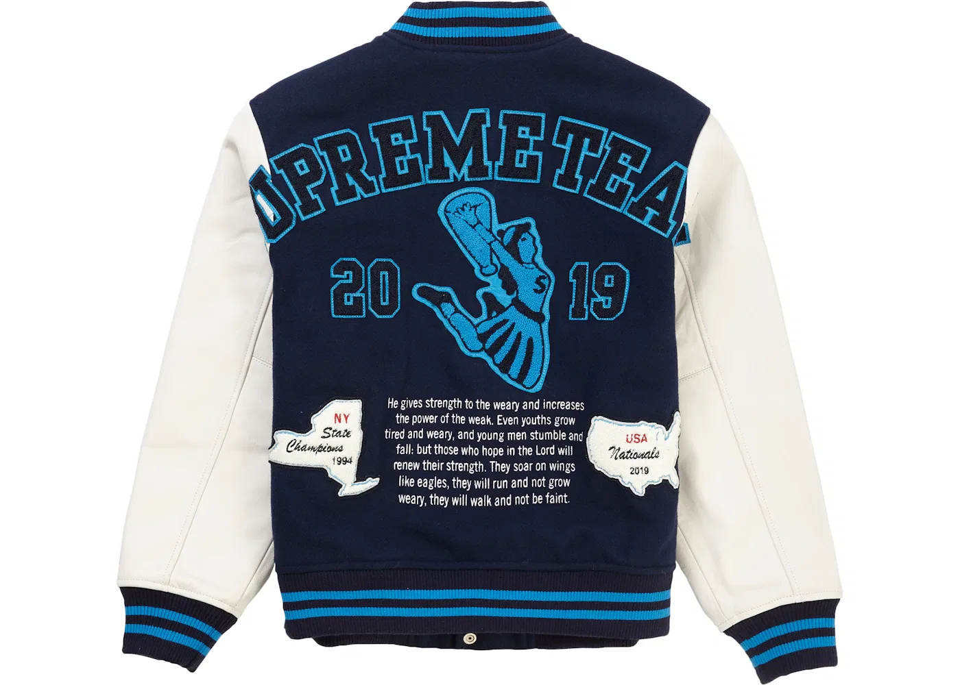 Мужская куртка Supreme Team Varsity Jacket Navy — фото 3