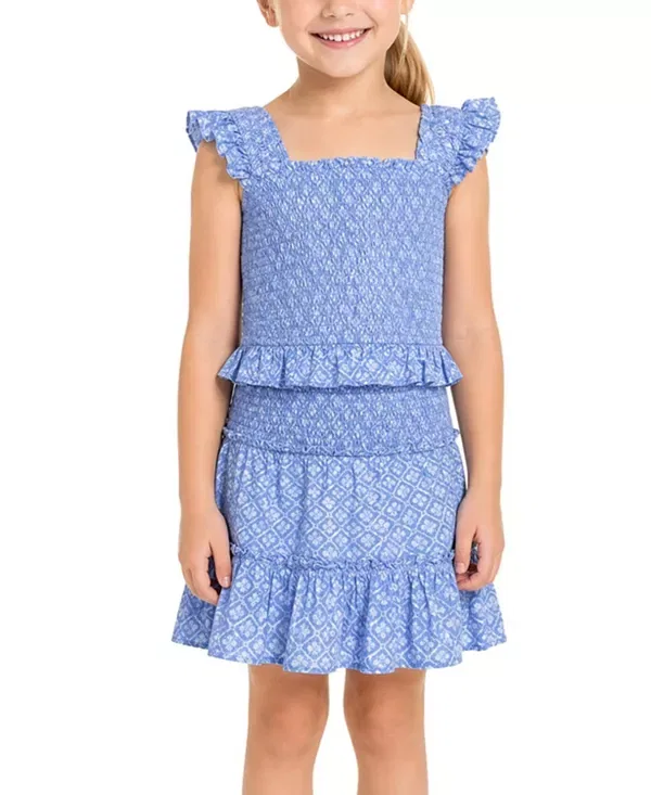 Детский комплект для девочек с квадратным вырезом Kayla Smocked Top And Skirt Set Change Of Scenery, Meridien Breeze
