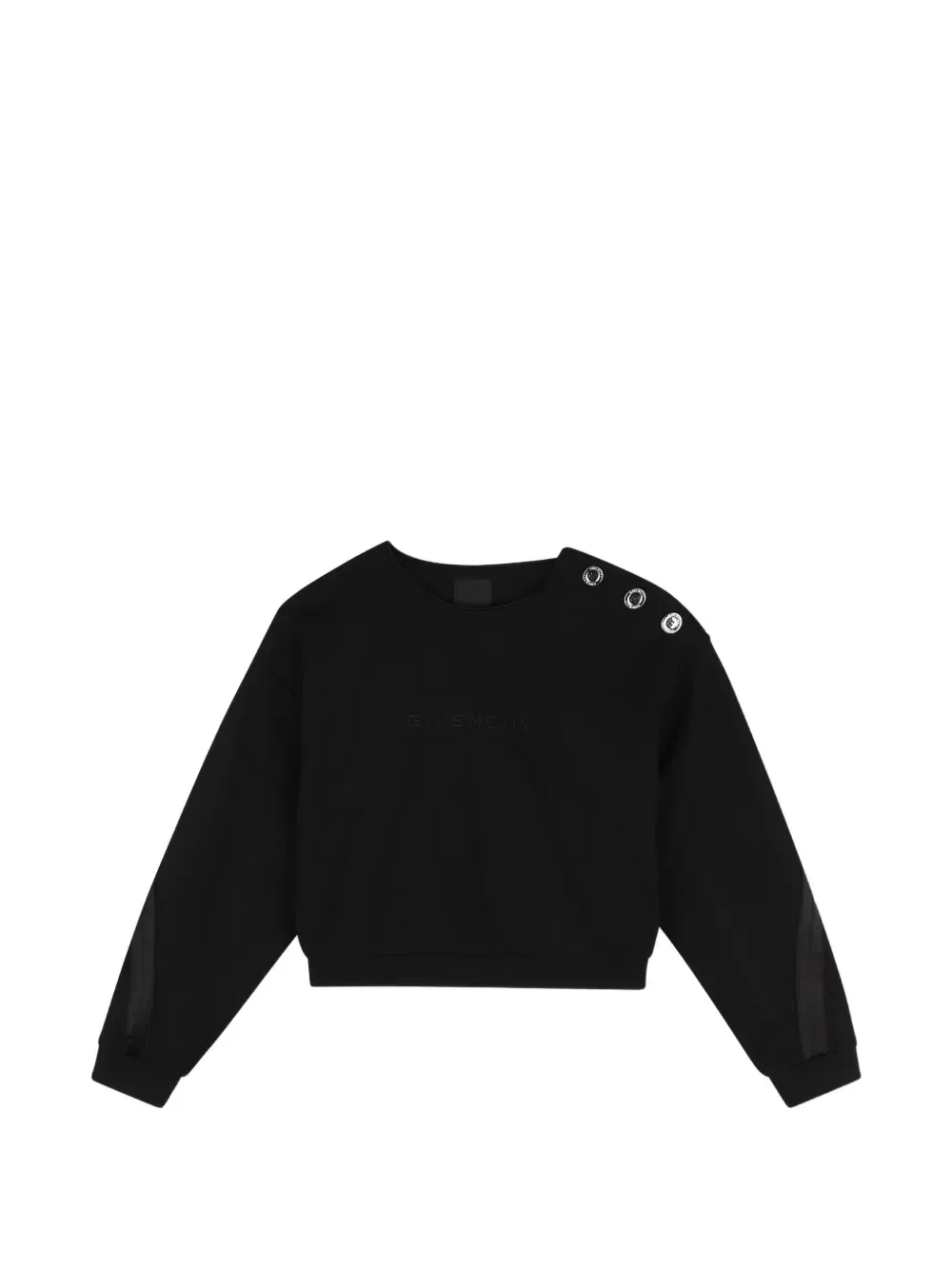 Свитшот с вышивкой логипа и пуговицами Givenchy Kids, черный