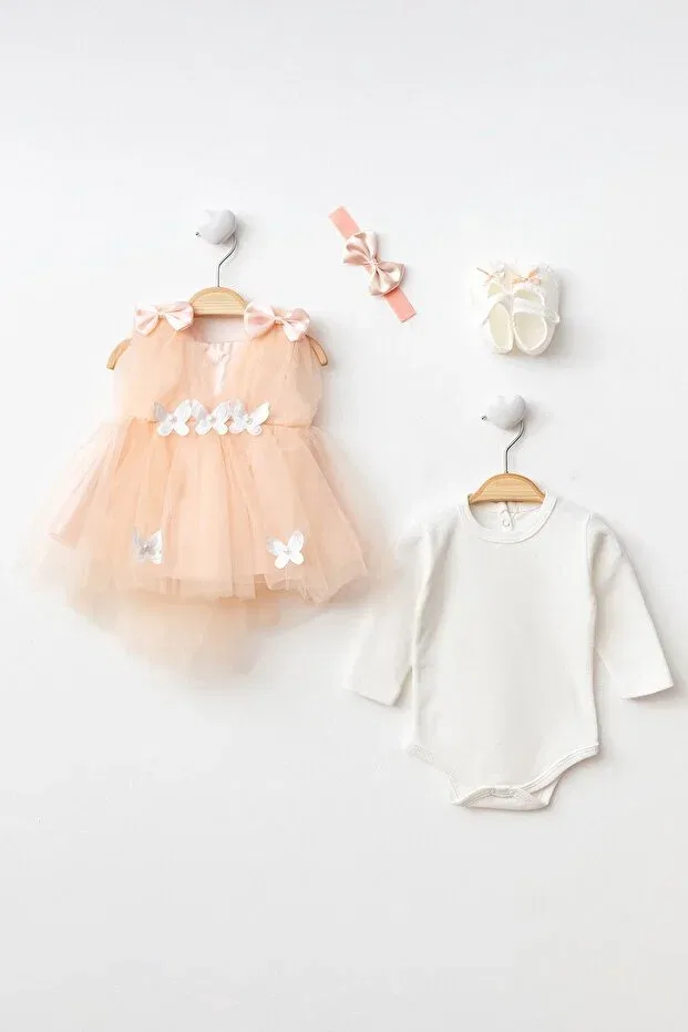 Детское платье для девочек с принтом Butterfly Tail Tulle Dress Generic Brands, Powder — фото 2