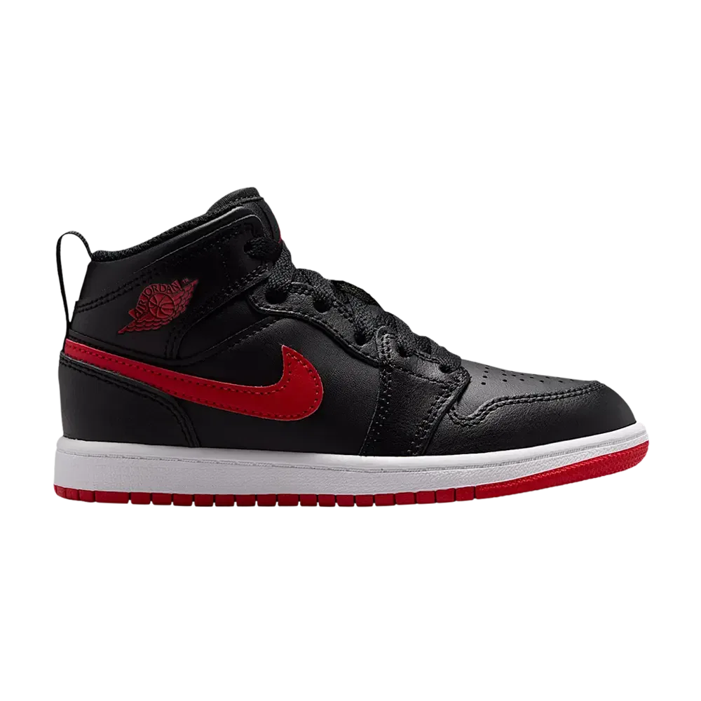 Кроссовки Air Jordan Jordan 1 Mid Black White University Red, черный