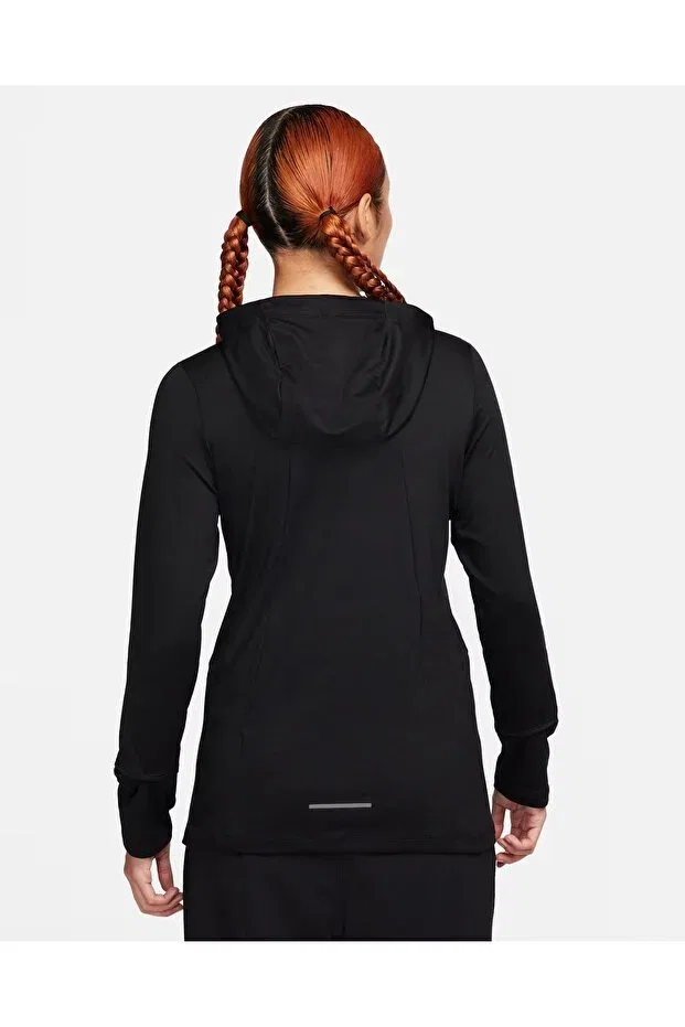 Женская футболка с длинным рукавом Swift Element Dri Fit UV Quarter Zip Hooded Long Sleeve Nike, Black — фото 2