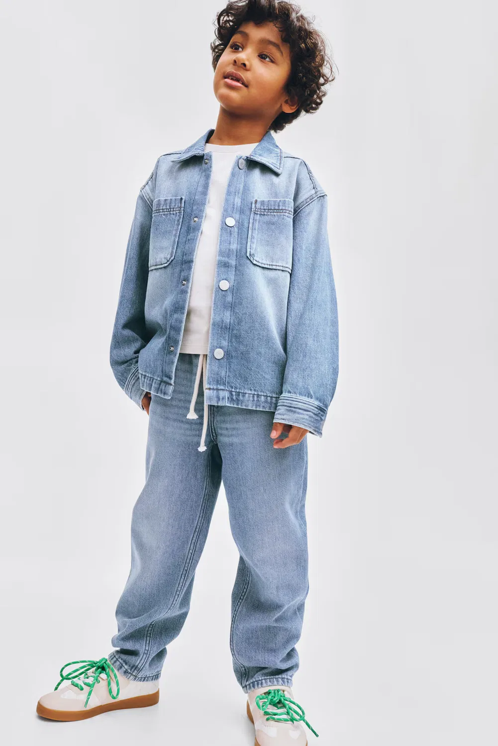 Джинсовая рубашка-куртка свободного кроя H&M, Helles Denimblau — фото 2