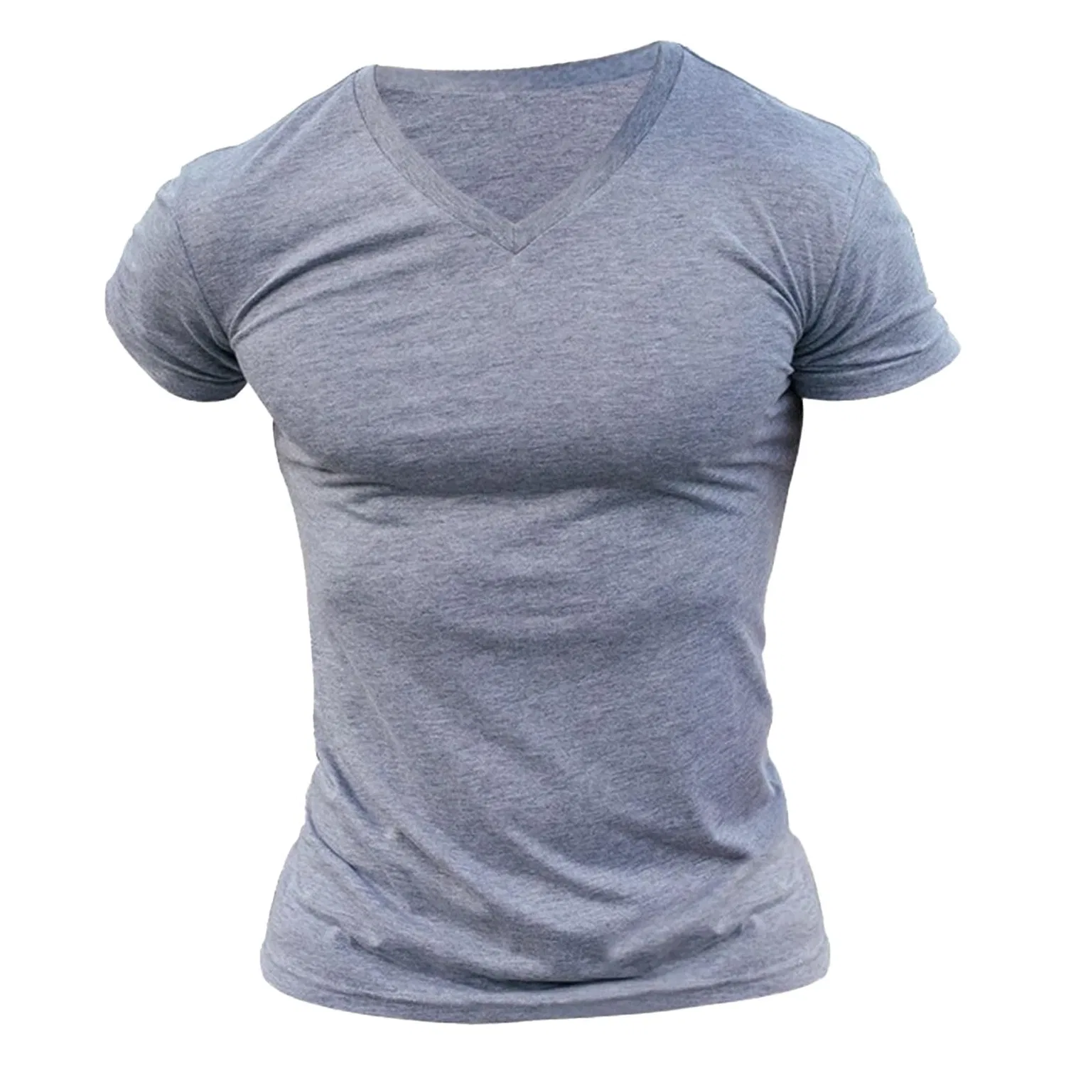 Мужская футболка с V-образным вырезом для тренировок, Bright Grey (Ral 7035)