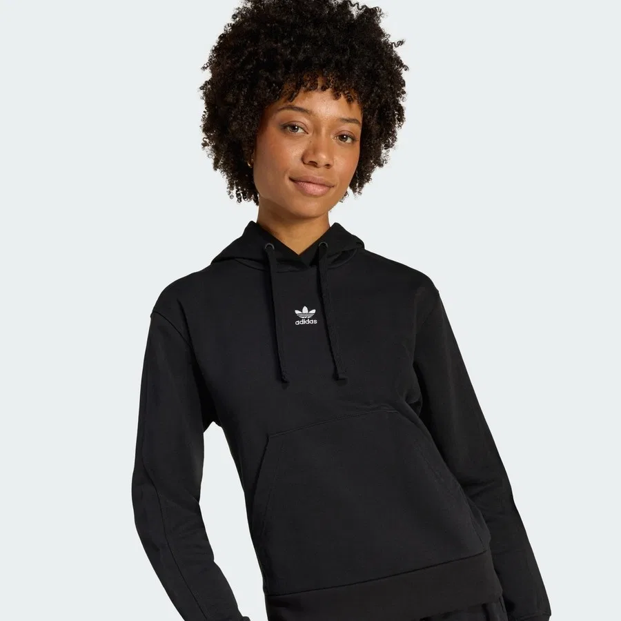 Худи с капюшоном из футера Essentials French Terry Regular, adidas, Черный — фото 4