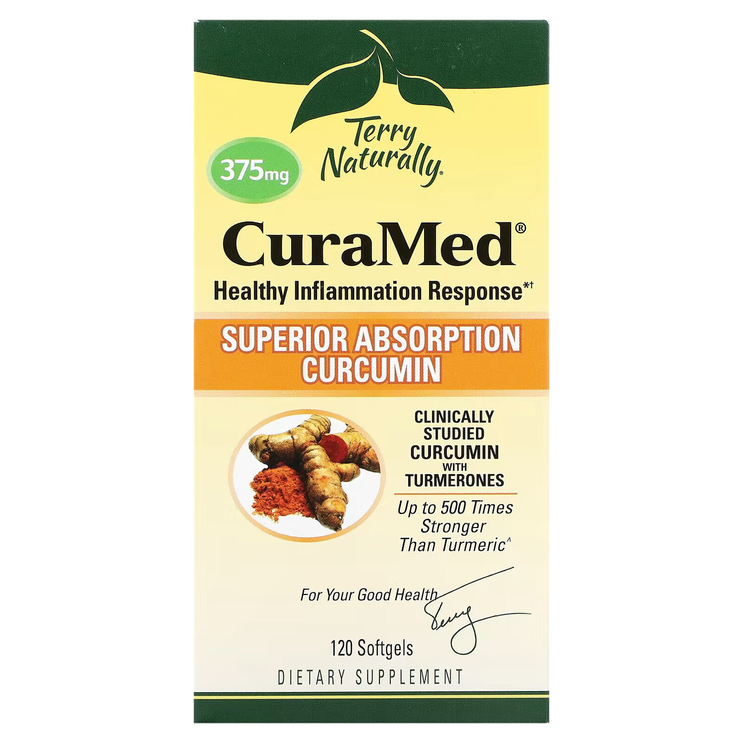 

Terry Naturally, CuraMed, 375 мг, 120 мягких желатиновых капсул