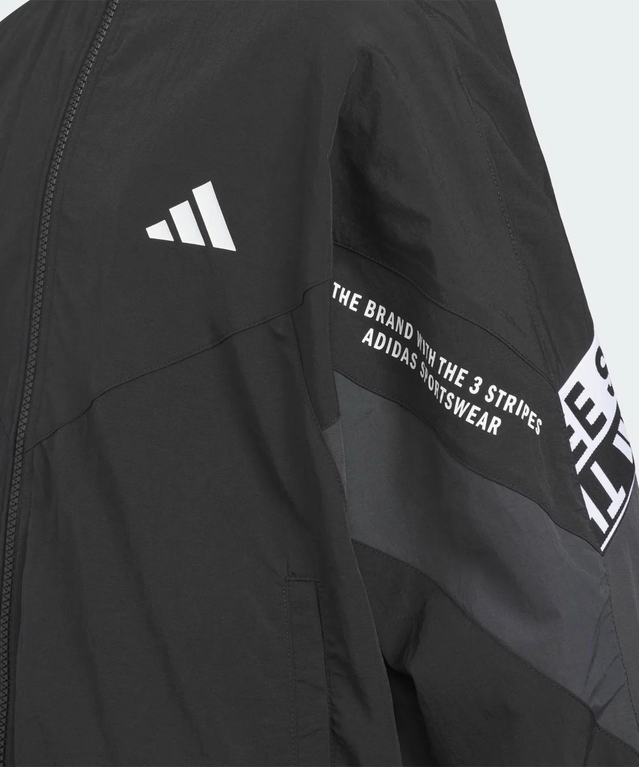 Детская куртка из полиэстера с принтом, свободного кроя, с капюшоном, Adidas, Black — фото 3