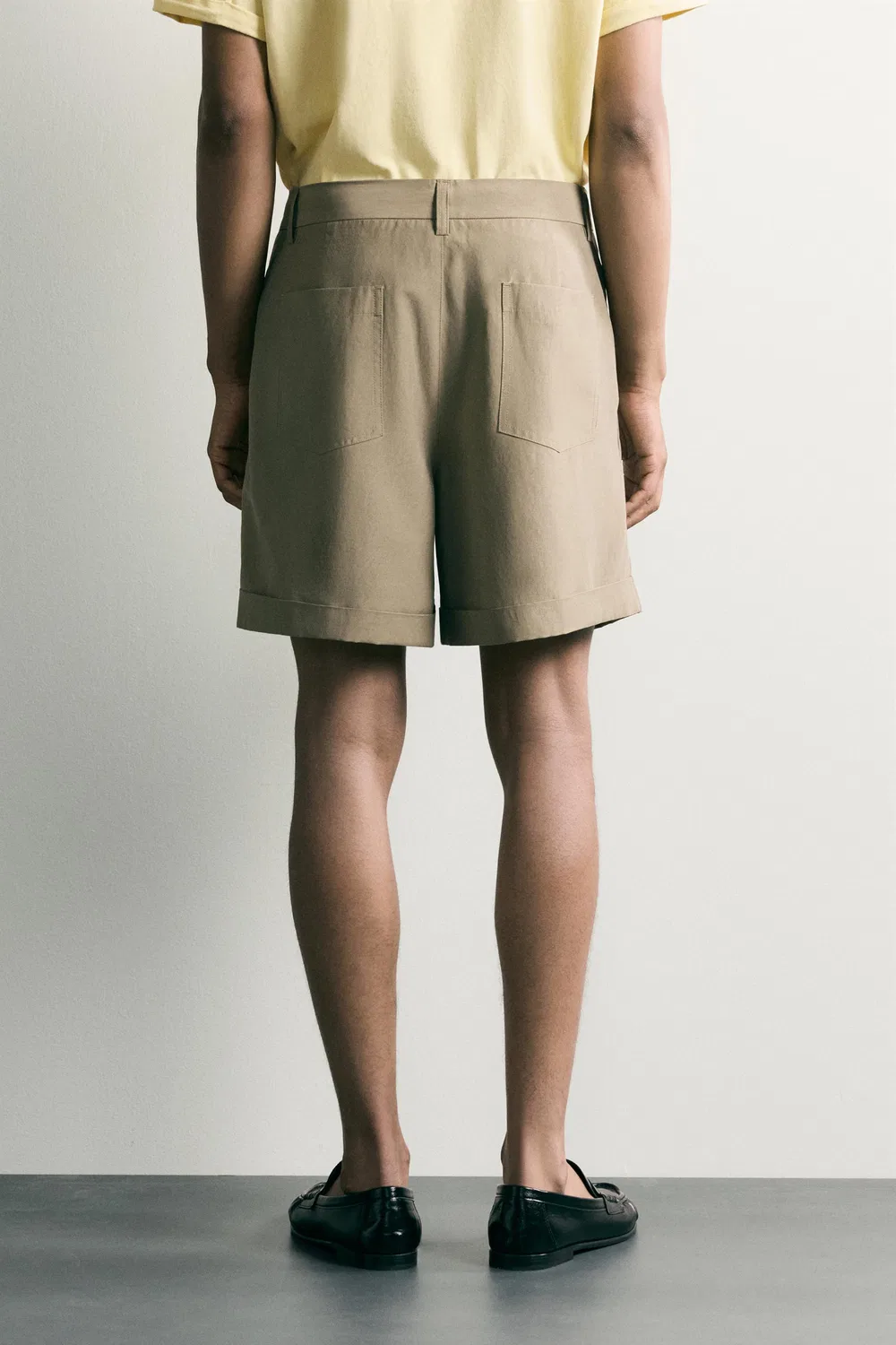 Складчатые свободные бермудские шорты ZARA, Beige — фото 3