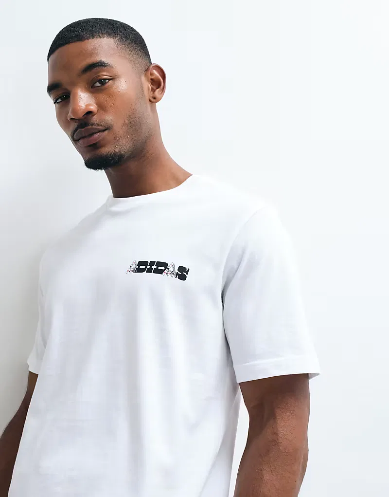 Футболка Adidas Sportswear с изображением игральных карт, кремовый — фото 3