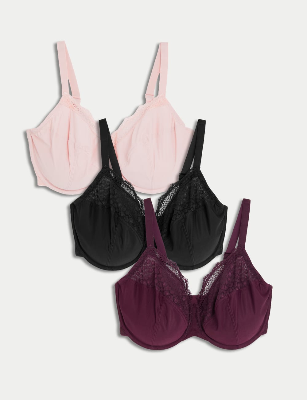 

3-х парный бюстгальтер с полной чашкой на косточках FH Marks & Spencer, цвет Blackcurrant